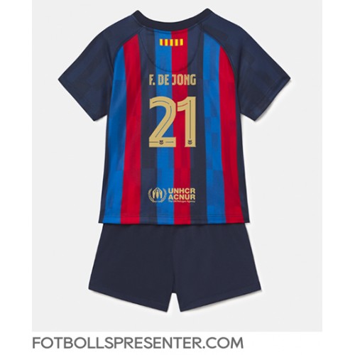 Barcelona Frenkie de Jong #21 Hemmatröja Barn 2022-23 Kortärmad (+ korta byxor)